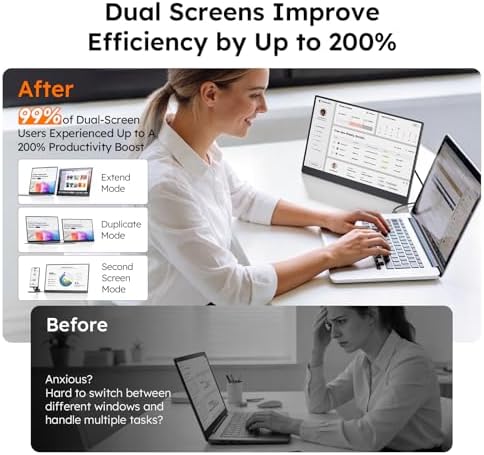 15.6" Portable Monitor with Smart Cover FHD 1080P Travel Monitor for Laptop - Image 2