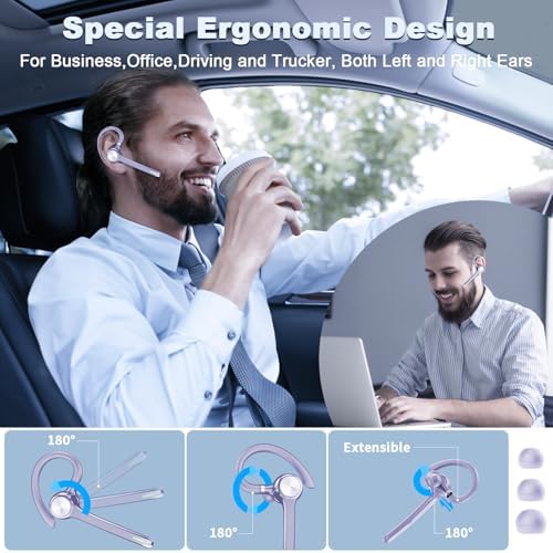 HEIBAS Bluetooth Headset, Wireless Earpiece with Mic for Work - Image 3