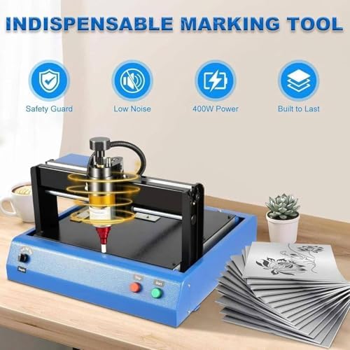 400W Electric Metal Marking Engraving Machine, Desktop Nameplate Tag Marking Tool, with USB Flash Disk, for Metal Nameplate Tag Marking 200 * 150MM - Image 2