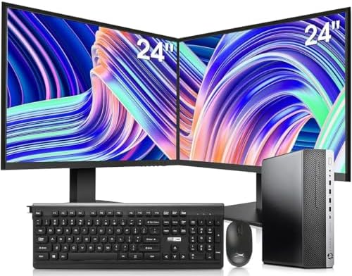 HP Elitedesk 800 G3 SFF Desktop PC - Intel i7-6700,32GB DDR4,1TB NVMe SSD + 2TB HDD, AX200 Wi-Fi 6,Dual 24-Inch Monitors, Wireless Keyboard and Mouse,Win 11 Pro (Renewed) by Amazon+Renewed