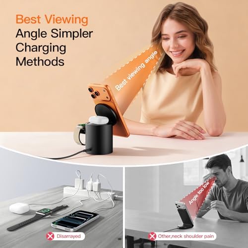 Foldable Magnetic 3 in 1 Wireless Charger Stand for iPhone Watch AirPods - Image 6