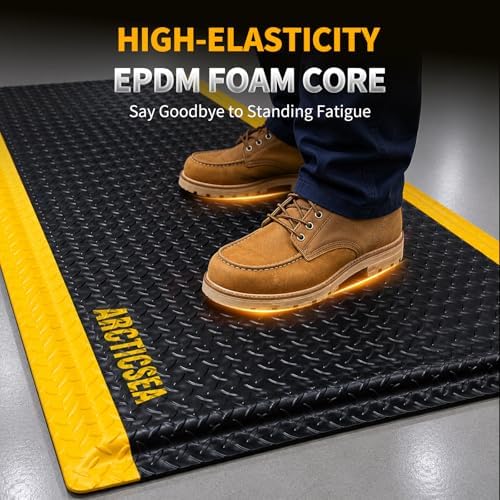 ARCTICSEA Anti Fatigue Mats Industrial 3 x 6 FT 15/16 Inch Extra Thick Standing Mat for Warehouse Workstation and Garage Black and Yellow - Image 3