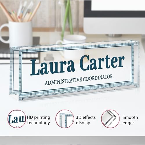 Custom Name Plate for Desk, Acrylic Desk Name Plate Personalized, Employee Appreciation Gifts, Office Desk Accessories for Women Men Teacher Nurse, Coworker Gifts for Manager Assistant (Indigo) - Image 3