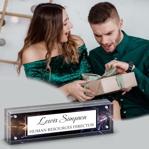 Desk Name Plate Personalized, Desk Double sided pattern Name Plate Personalized Office Desk Decor for Women and Men, Teacher Nurse Boss Employee Appreciation Gifts (black, fixed pattern) - Image 4