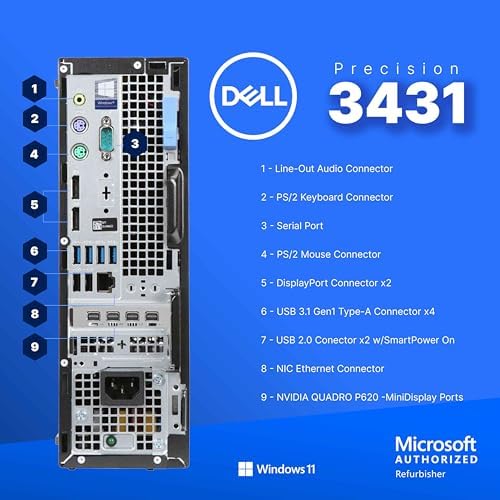 Dell Precision Workstation PC | Quadro P620 GPU - Editing & Design | Windows 11 Pro | Intel i5-9500 | 16GB RAM 1TB SSD | New 24" LCDs | Home or Office Computer | WiFi 6 AX200 + BT (Renewed) - Image 4