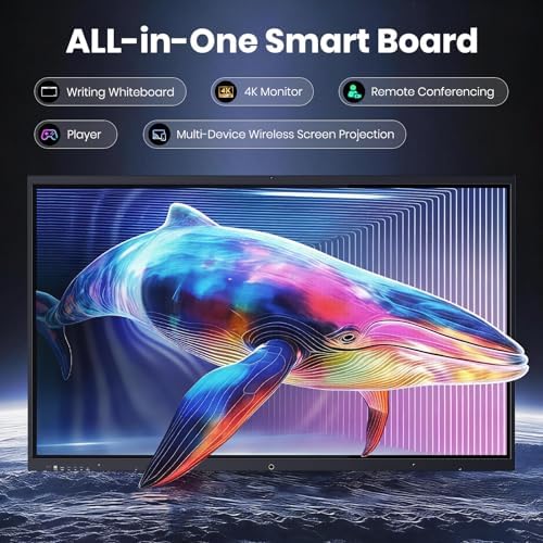 65'' 4K UHD Smart Board, Interactive Digital Whiteboard, 20-Point Touchscreen, All-in-One Electronic Whiteboard for Office Classroom Home Business - Image 2