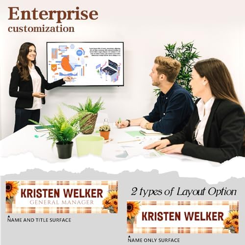 Custom Office Name Plate for Desk - Desk Name Plate Personalized Gifts for Coworkers, Boss, Employees, Teacher, Nurse - Office Desk Decor for Women Men - Employee Appreciation Gifts (Yellow Grid) - Image 4
