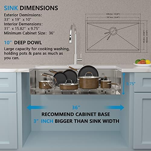 33"x19" Undermount Kitchen Sink Ledge Workstation - Image 5