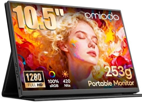 10.5" Portable Monitor with Smart Cover 1280P HDR Travel Monitor for Laptop by Unknown