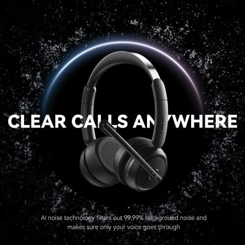 Wireless Headset with Mic for Work, Bluetooth Headset with Microphone (Noise Cancelling & Mute Button), Wireless Headphones with Mic for Work from Home/Office/PC/Call Center/Computer/Laptop/Teams/Zoom - Image 2