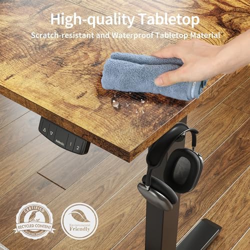 Agilestic 60*24 Inch Height Adjustable Electric Standing Desk, Rustic Brown - Image 5