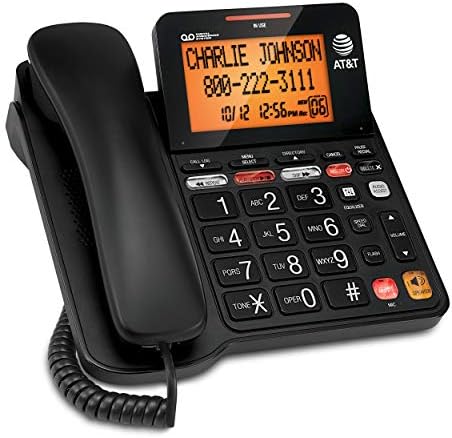 AT&T CD4930 Black Corded Phone with Digital Answering System, Caller ID, Extra-Large Tilt Backlit Display & Big Buttons by ATT