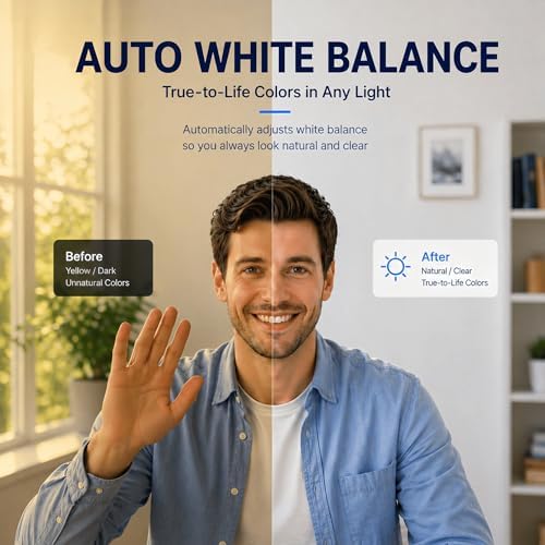 C65 4K Webcam for PC with Autofocus, USB Webcam with Dual Noise-Reducing Mic, Auto White Balance, Low Light Correction, Privacy Shutter, Tripod Included, Streaming Camera for Laptop Desktop Zoom Teams - Image 4