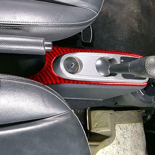 Car Center Console Shifter Outer Panel Handbrake Frame Sticker Real 3K Red Carbon Fiber Decoration Interior Accessories Trim Compatible with Benz Smart Fortwo 2011 2012 2013 2014 2015 - Image 3