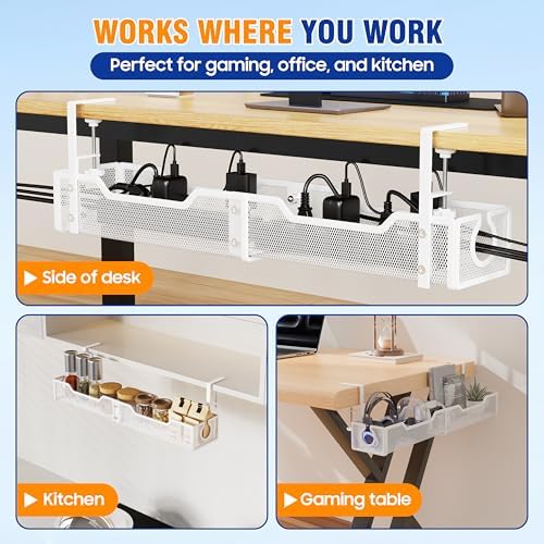 Cable Management Under Desk - 25.2" Open Slots No Dill Cable Tray - Image 7