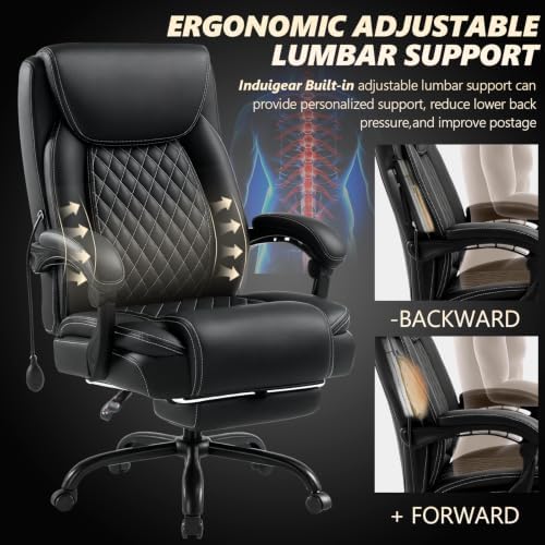 Reclining Office Chair with Foot rest,Comfy Desk Chair with Lumbar Support - Image 4