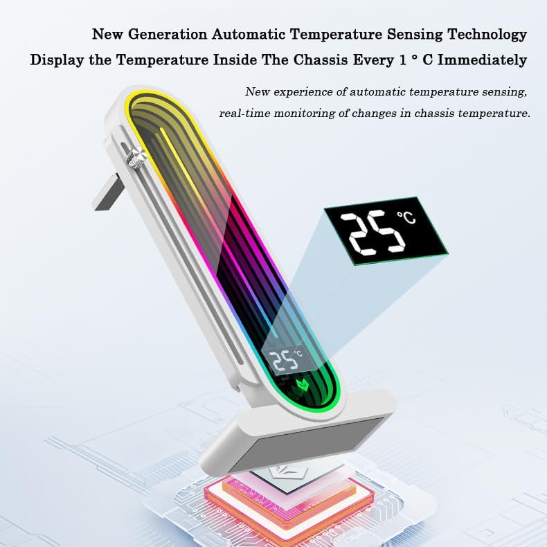 Temperature Displaying GPU Stand ARGB Infinity Graphics Card Support Adjustable 5V 3PIN Video Card Holder Anti-sag Bracket Magnetic Base Display Card Brace Rack PC Graphic Card Accessories (Black) - Image 5