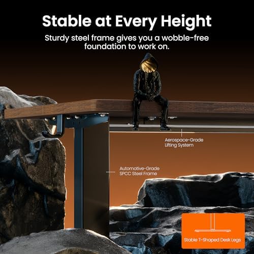 ErGear Height Adjustable Electric Standing Desk, 44 x 24 Inches Sit Stand up Desk, Memory Computer Home Office Desk, Dark Walnut - Image 5