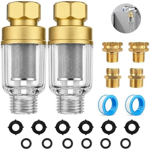2 Pack Washing Machine Inline Water Filter, Brass Sediment Filter by Junefun