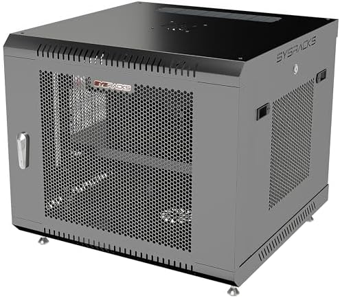 9U Wall Mount Server Rack Cabinet 24” Deep, 19” Network & AV Enclosure for Home Lab with Fan, PDU, 1 Shelf, Locking Mesh Door by SYSRACKS