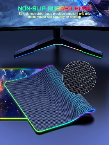 5-in-1 RGB Mouse Pad with Wireless Charging, Gaming Desk Mat, Blue Nebula - Image 6