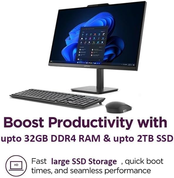 Lenovo 23.8" FHD All-in-One Desktop Computer for Home & Business, Intel N100 (up to 3.4 GHz), 32GB RAM, 1TB SSD, Intel UHD Graphics, RJ45, Bluetooth, HDMI, Wi-Fi, Keyboard & Mouse, Windows 11 Pro - Image 5