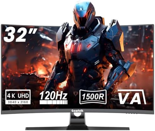 Gawfolk 4K Curved Monitor 32 Inch, 4K 120Hz 1500R Gaming Monitor VA Panel by Gawfolk