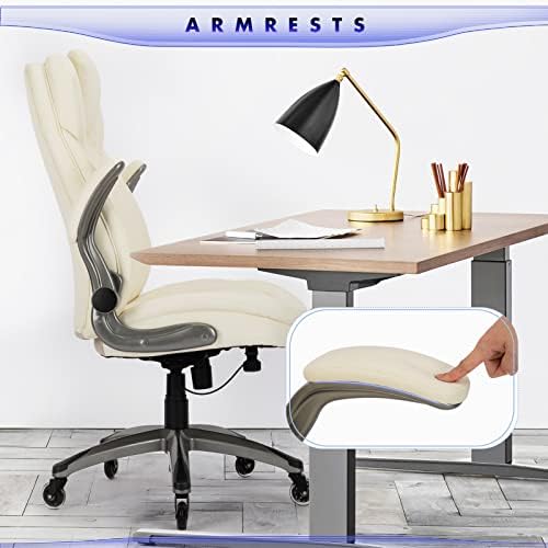 Executive Office Chair-Ergonomic Computer Desk Chair, High Back Leather Chair Swivel Home Office Chair with Upgraded Casters-Ivory, Set of 2 - Image 7