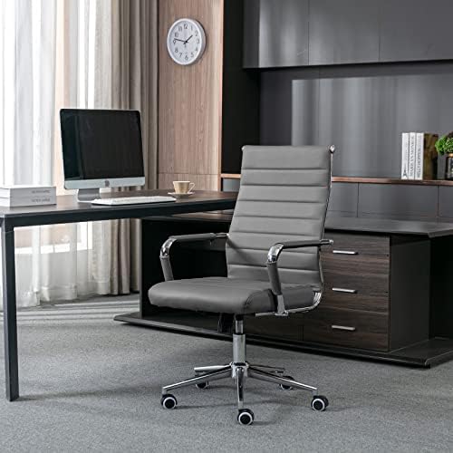 Office Desk Chair,Modern Leather Conference Room Chairs,High Back Ergonomic Home ofiice Chair,Adjustable Height Swivel Executive Computer Chair with Armrest and Padded Seat,Grey - Image 6