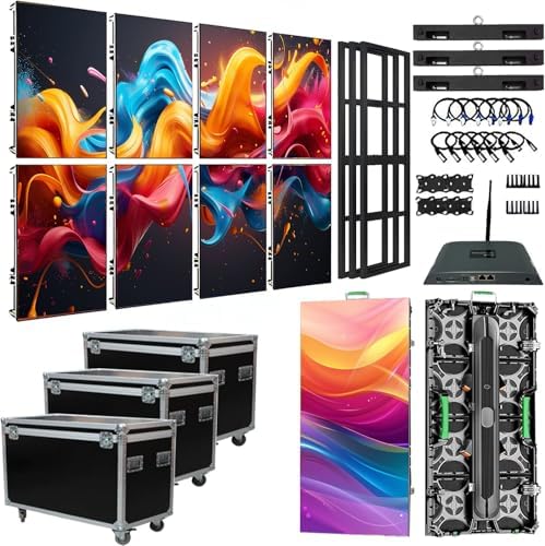 LED Video Wall Panel, Rental LED Display Screen, Giant Stage Backdrop Advertising Screen, P2.91 P3.9 P4.81 Modular LED Display for Events & Commercial Advertising (8, P3.91, 50*100cm(1.64ft*3.28ft)) by JJMNKMN