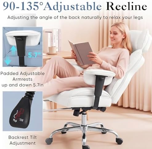 DUMOS Big and Tall Home Office Desk Chair, Executive Chair with Footrest - Image 4