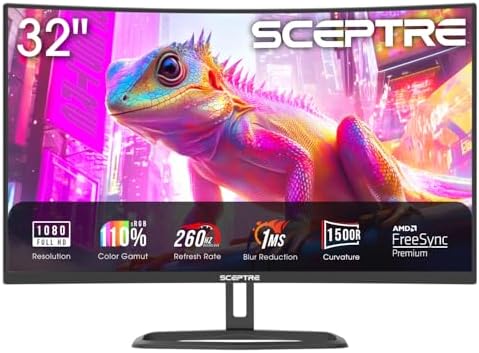 Sceptre Prime Curved 32 inch Gaming Monitor 1080p DisplayPort up to 260Hz 1500R FreeSync Premium 1ms Build-in Speakers, Machine Black 2026 (C325B-FW260D Series) - Image 2