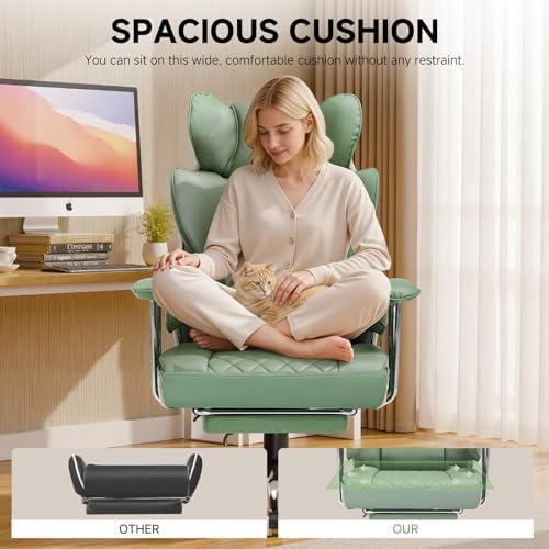 COMHOMA Big and Tall Office Chair, High Back Leather Gaming Chair with Footrest, Executive Ergonomic Office Chairs with Pocket Spring Lumbar Support and with Outward Fixed Soft Armrests - Image 7
