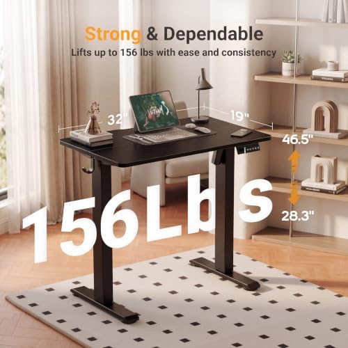 Claiks Electric Standing Desk, 32x19 Inch, Black - Image 3