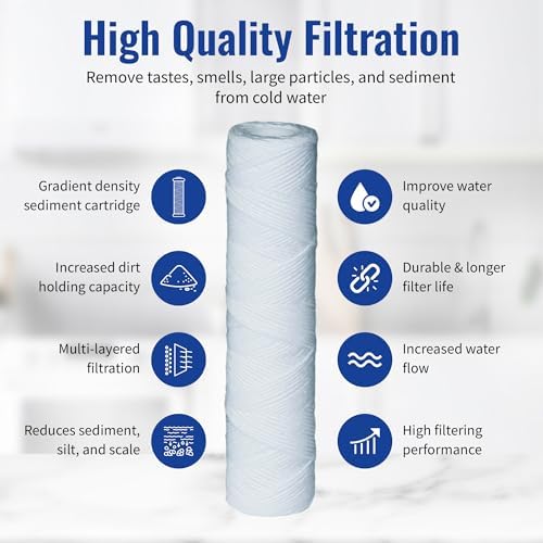 CFS 10 x 2.5 Sediment String Wound Filters for Campbell 1SS, 5 Pack - Image 2