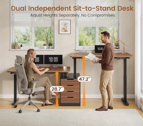 SEDETA Standing Two Person Desk with 4 Drawers, 2 Power Outlets, CPU Stand - Image 3