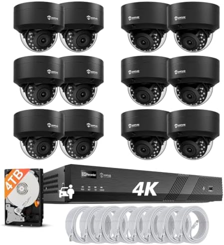 Anpviz 4K 16CH Black Dome PoE Security Camera System, 12PCS Wired IP Cams by AnpvizSecurity