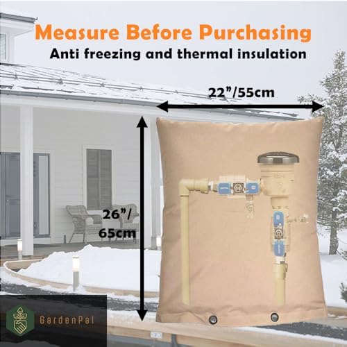 Gardenpal Backflow Preventer Cover, Water Pipe Insulation Cover, Freeze Protection, Reusable for Your Pipes, Valves, Sprinkers and Irrigation System in Winter or Sun Exposure (55 * 65cm /22 * 26 inch) - Image 3