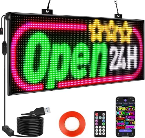 Rayhome Dual Row LED Open Sign, 29"x12" Colorful Huge Bright Advertising Open Signs for Business, Programmable Electric Scrolling Display with Remote for Business Store Bar Hotel by Rayhome