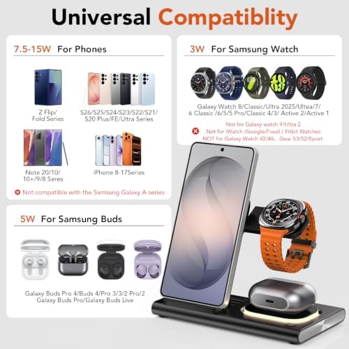 Wireless Charger for Samsung Charging Station, Foldable & Nightlight - Image 3