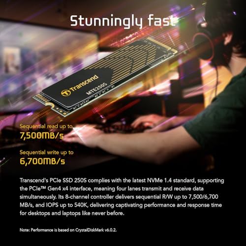 Transcend 1TB MTE250S PCIe 4.0 M.2 2280 SSD, 7200MB/s, with Heatsink - Image 4