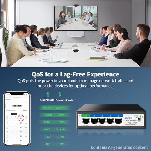5-Port Ethernet PoE Switch (4 PoE Ports, 1 Uplink) with Extend Function, Easy Smart Managed Ethernet Switch, Plug & Play, Fanless Metal Design, VLAN, Qos,Desktop/Wall Mount - Image 6