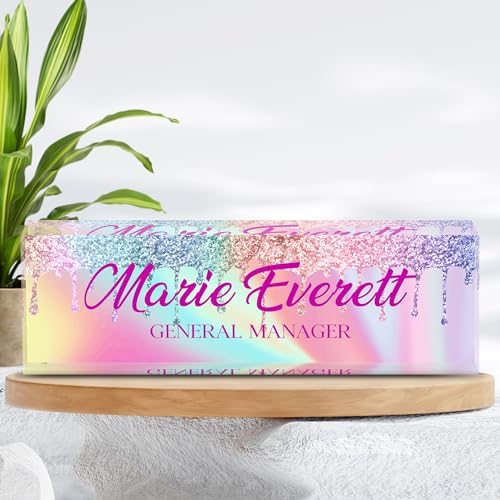 Custom Name Plate for Desk | Personalized Desk Name Plate | Personalized Boss Employee Appreciation Gifts | Acrylic Name Plate Office Desk Accessories (A-Colored Quartz) - Image 6