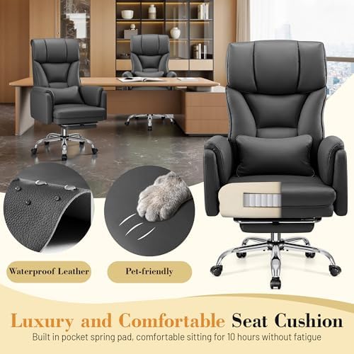FelixKing Office Chair, Flip Armrests for Pets Criss Cross Legged, Black - Image 6