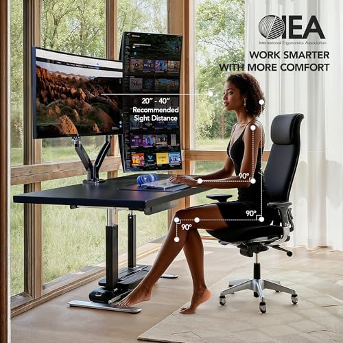 HUANUO Dual Monitor Stand for 13″–40″, Premium Dual Monitor Mount with USB, Height Adjustable Monitor Stand for 2 Monitors, VESA Mount with Clamp/Grommet Base, Holds 26.4lbs per Arm, HNDS7 (Pack of 2) - Image 3