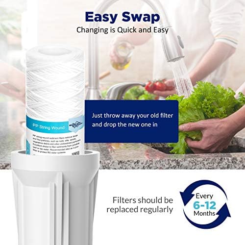 Membrane Solutions 5 Micron 10"x2.5" String Wound Whole House Water Filter Replacement Cartridge Universal Sediment Filters for Well Water - 6 Pack - Image 6
