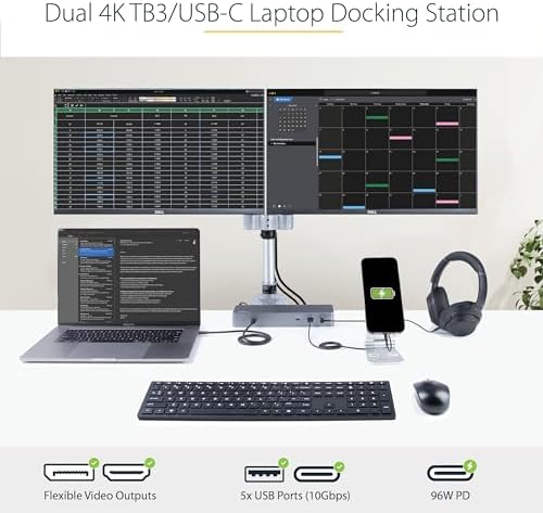 StarTech USB-C Dock for MacBook Pro/Air M1-M4, Dual 4K 60Hz, 10Gbps, 96W - Image 2