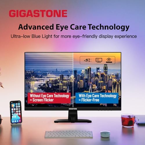 Gigastone 24 inch IPS LED Back Light Monitor 2-Pack 100Hz FHD 1920 x 1080,178°WideView,Frameless, Dual Monitor, MPRT 1ms, Built-in Speakers, Eye Care Technology, Ergonomic Tilt VESA Mount, HDMI VGA - Image 4