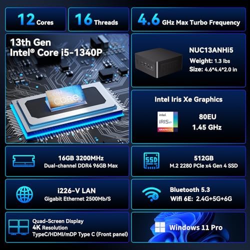 Intel NUC 13Pro for ASUS NUC13ANHi5 mini pc Core 1340P 16GB RAM 512GB SSD - Image 3