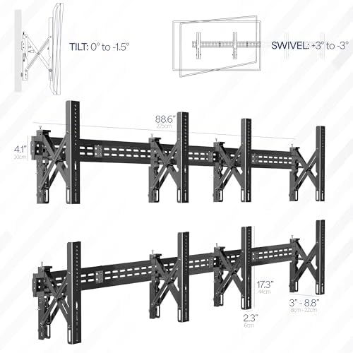 VIVO Black Pop-Out 2x2 Video Wall Mount for 37-65 in TVs, MOUNT-VW65-4 - Image 3